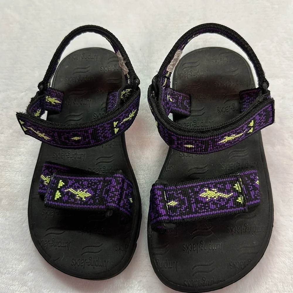 Jumping Jacks Lizard Hook & Loop Little Boys Purple Sandals Size 11